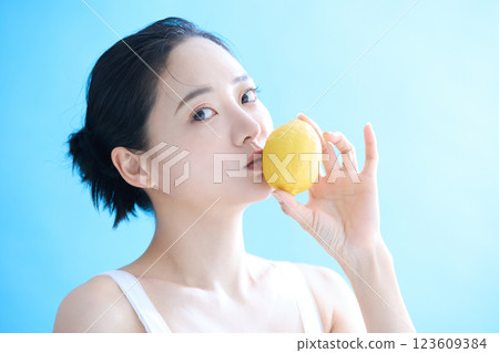 Young woman healthy skin care portrait Young woman healthy skin care portrait 123609384