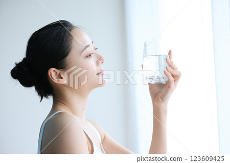 Young woman healthy skin care portrait Young woman healthy skin care portrait 123609425