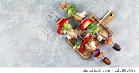 Vegetables kebabs, vegan food concept. 123609588