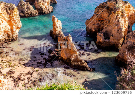 Ponta da Piedade cliffs, Algarve, Portugal 123609756