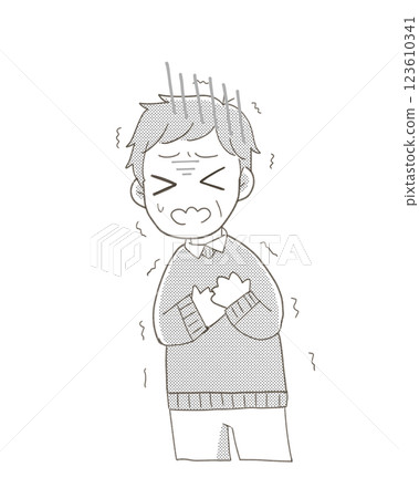 A man who looks unwell holding his chest 123610341