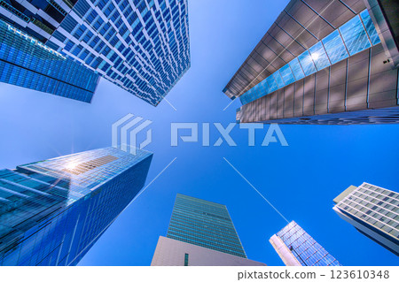 New view of Tokyo cityscape in Japan. Shibuya buildings reflecting sunlight. Akushu (birth), Hikarie, Stream… 123610348