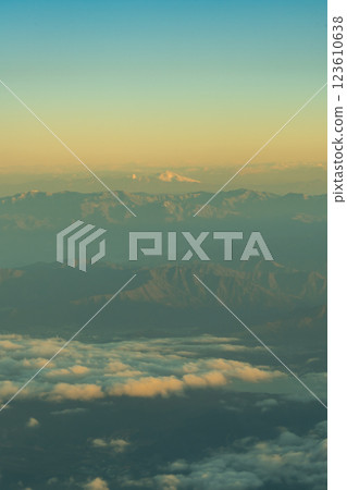 Mountains and sea of clouds seen from above 123610638