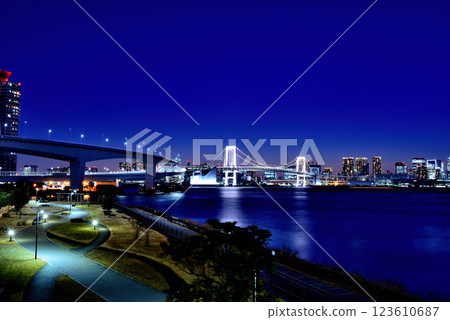Toyosu Gururi Park Rainbow Bridge and Magic Hour 123610687