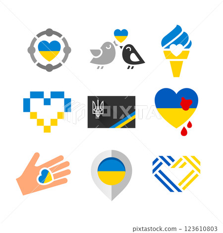 Flags of Ukraine, set symbols 123610803