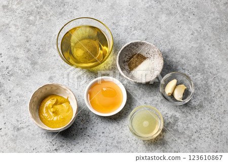 various salad dressing ingredients various salad dressing ingredients 123610867