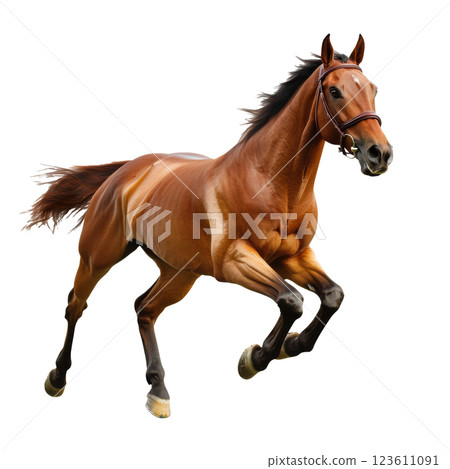 Galloping Brown Horse Isolated on White Galloping Brown Horse Isolated on White 123611091