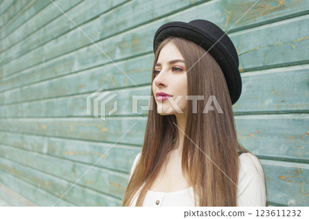 Smiling woman outdoors. Portrait of young beauty model Smiling woman outdoors. Portrait of young beauty model 123611232