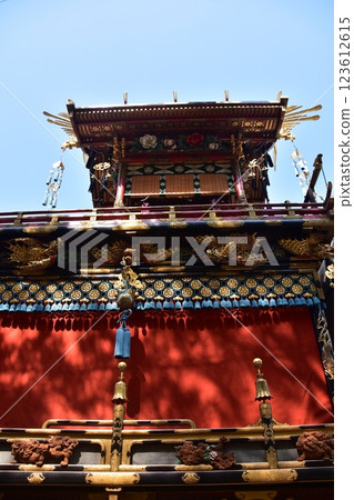 Takayama City, Gifu Prefecture, Japan: Spring Takayama Festival: Gorgeous parading floats and beautiful blue skies Takayama City, Gifu Prefecture, Japan: Spring Takayama Festival: Gorgeous parading floats and beautiful blue skies 123612615