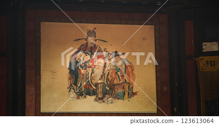 Poster Of Family Surrounding The God Of Longevity, End Nineteenth Century. God Of Longevity Shoulao Shown Accompanied By Children, Is One Of Three Most Popular Deities In Chinese Folklore. Chinese Poster Of Family Surrounding The God Of Longevity, End Nineteenth Century. God Of Longevity Shoulao Shown Accompanied By Children, Is One Of Three Most Popular Deities In Chinese Folklore. Chinese 123613064