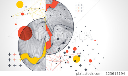 Trendy abstract wireframe background. Modern science or technology art elements. Surface illustration. Trendy abstract wireframe background. Modern science or technology art elements. Surface illustration. 123613194