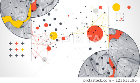 Trendy abstract wireframe background. Modern science or technology art elements. Surface illustration. 123613196
