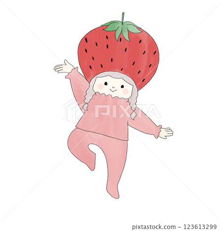 戴草莓帽的女孩 123613299