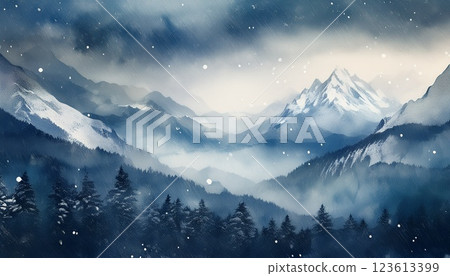 Watercolor style snowy mountain Watercolor style snowy mountain 123613399