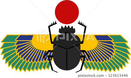 Scarab with spread wings and the sun Scarab with spread wings and the sun 123613446