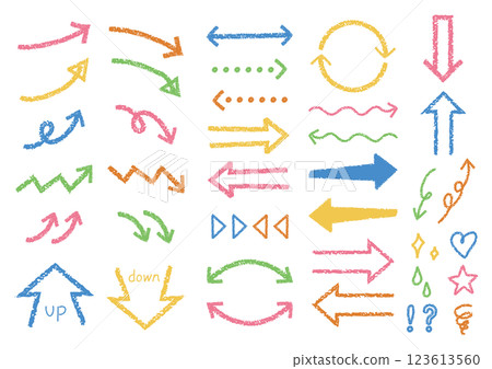 Set of crayon style vector arrows Pop 123613560