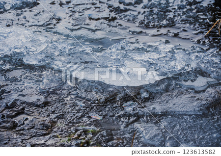 Ice fragments on the shore of Lake Suwa [Okaya City] 123613582