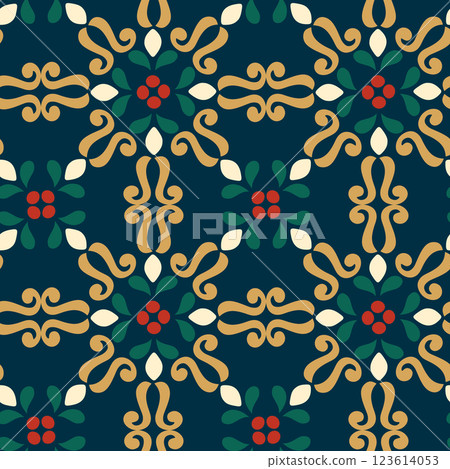 Vector illustration of seamless backgrounds in Christmas colors. Vector illustration 123614053