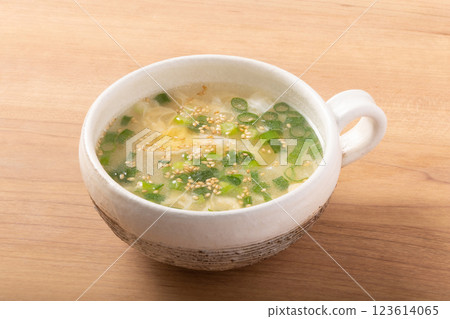 Chinese soup with beaten eggs and Chinese cabbage Chinese soup with beaten eggs and Chinese cabbage 123614065