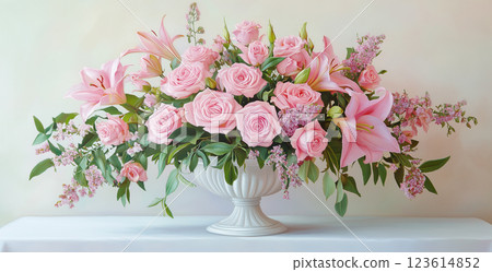 粉紅色的插花 123614852