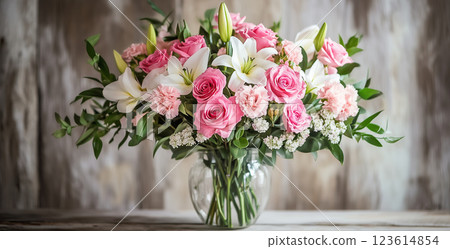 Pink Flower Arrangement 123614854