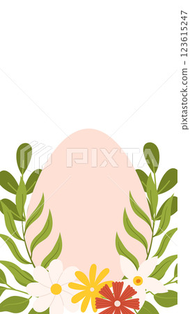 Easter egg greenery floral background greeting card template vertical banner social media story. Easter egg greenery floral background greeting card template vertical banner social media story. 123615247