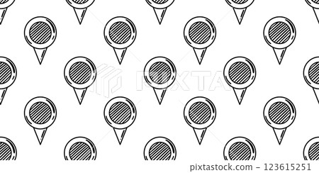Striped Location Pin Pattern, Seamless Doodle Map Marker Illustration, Ideal for Navigation Apps, Backgrounds, Websites, and Digital Designs 123615251