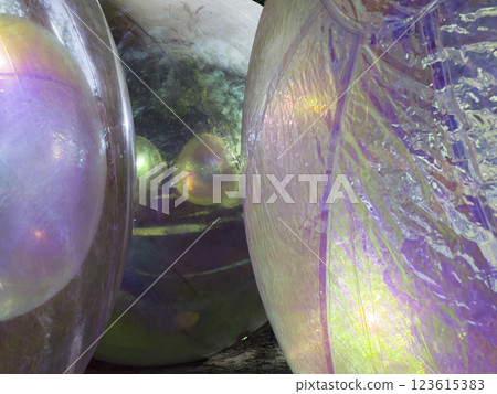 Fantasy luminescent realistic glass balls 123615383