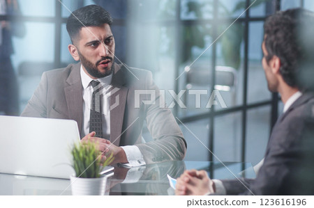 Lawyer, consultant and documents with a business team working on a desk in an office 123616196