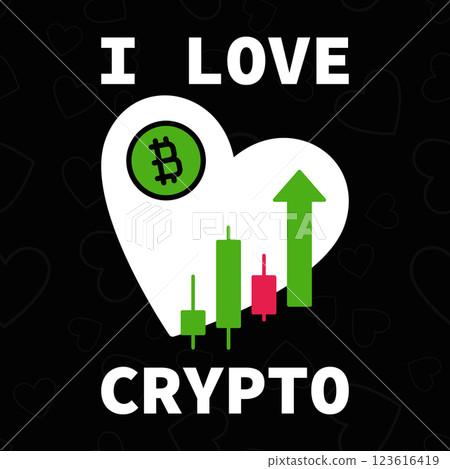 I Love Crypto - vector cryptocurrency concept illustration - heart with a candlestick chart 123616419