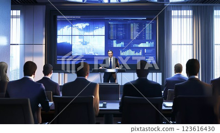 商務會議上的數據分析演示 123616430