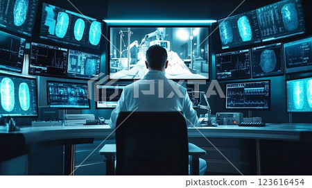 Doctors who utilize advanced medical technology 123616454