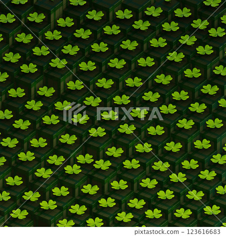 Shamrock Seamless Pattern, 3D illustration Background for advertising and wallpaper in religions and festivals scene. 3D rendering in decorative concept. 123616683