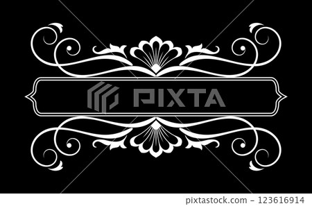 Vintage black and white element. Graphic vector design. Damask graphic ornament. 123616914