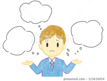 一個穿著西裝的男人和一個說話泡泡 一個穿著西裝的男人和一個說話泡泡 123616954