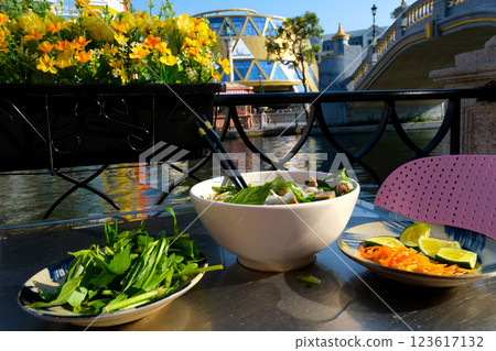 Phu Quoc Island Vietnam Colorful buildings like in Venice Italy , Vietnam Grand World Phu Quoc. famous entertainment, entertainment and shopping 123617132