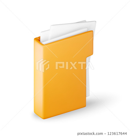 3D business folder full of papers 123617644