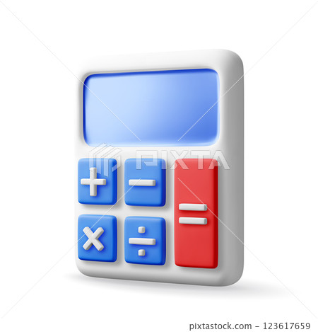 3D modern calculator isolated on white. 123617659