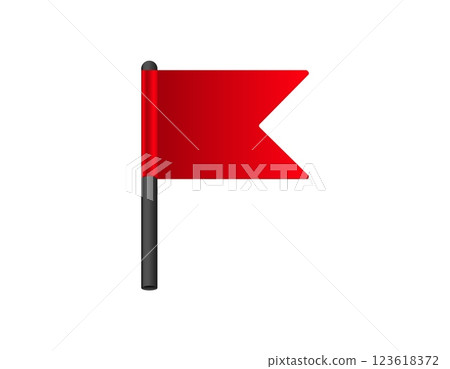 Red flag icon on black pole for alerts and warnings 123618372