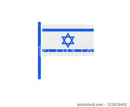 Israeli flag with star of david on white background 123618402