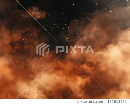 Abstract cosmic nebula with glowing dust and floating particles Abstract cosmic nebula with glowing dust and floating particles 123618831