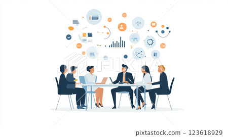 Minimalist style meeting illustration Minimalist style meeting illustration 123618929
