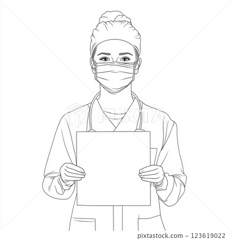 [Synthesis Works] Medical worker holding a whiteboard 123619022