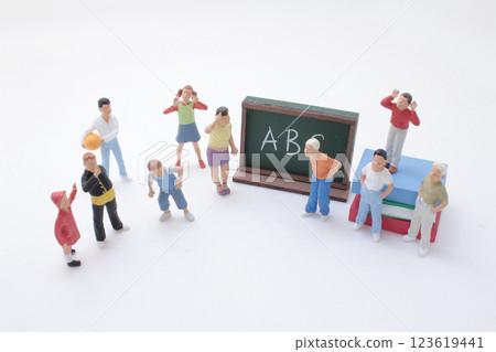 A Miniature Figures with Chalkboard Illustrating Education 123619441