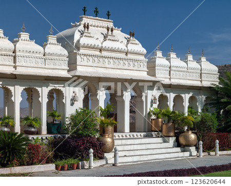Interior courtyard in the City Palace - Udaipur - India Interior courtyard in the City Palace - Udaipur - India 123620644