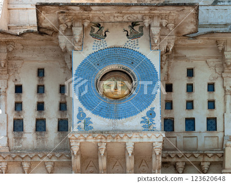 Exterior of the City Palace in Udaipur - India 123620648