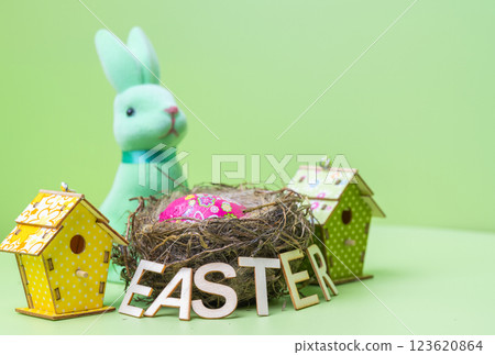 Easter bunny, eggs 123620864