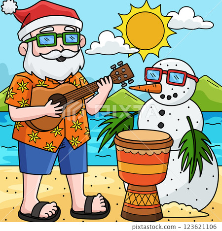 Christmas in July Santa and Snowman Colored  123621106