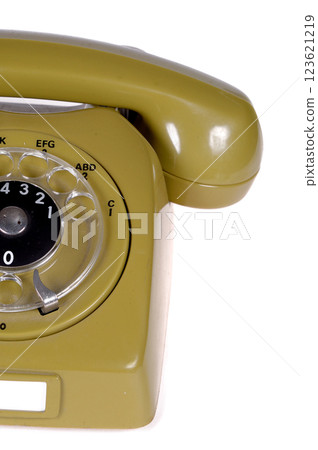 Green retro telephone 123621219
