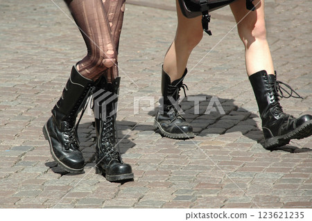 Punker  girls in high boots Punker  girls in high boots 123621235